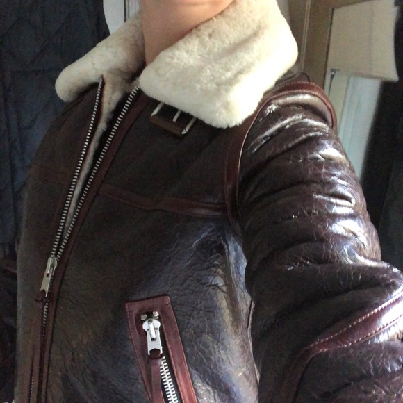 AllSaints Leather Shearling Jacket - Picture 12 of 15